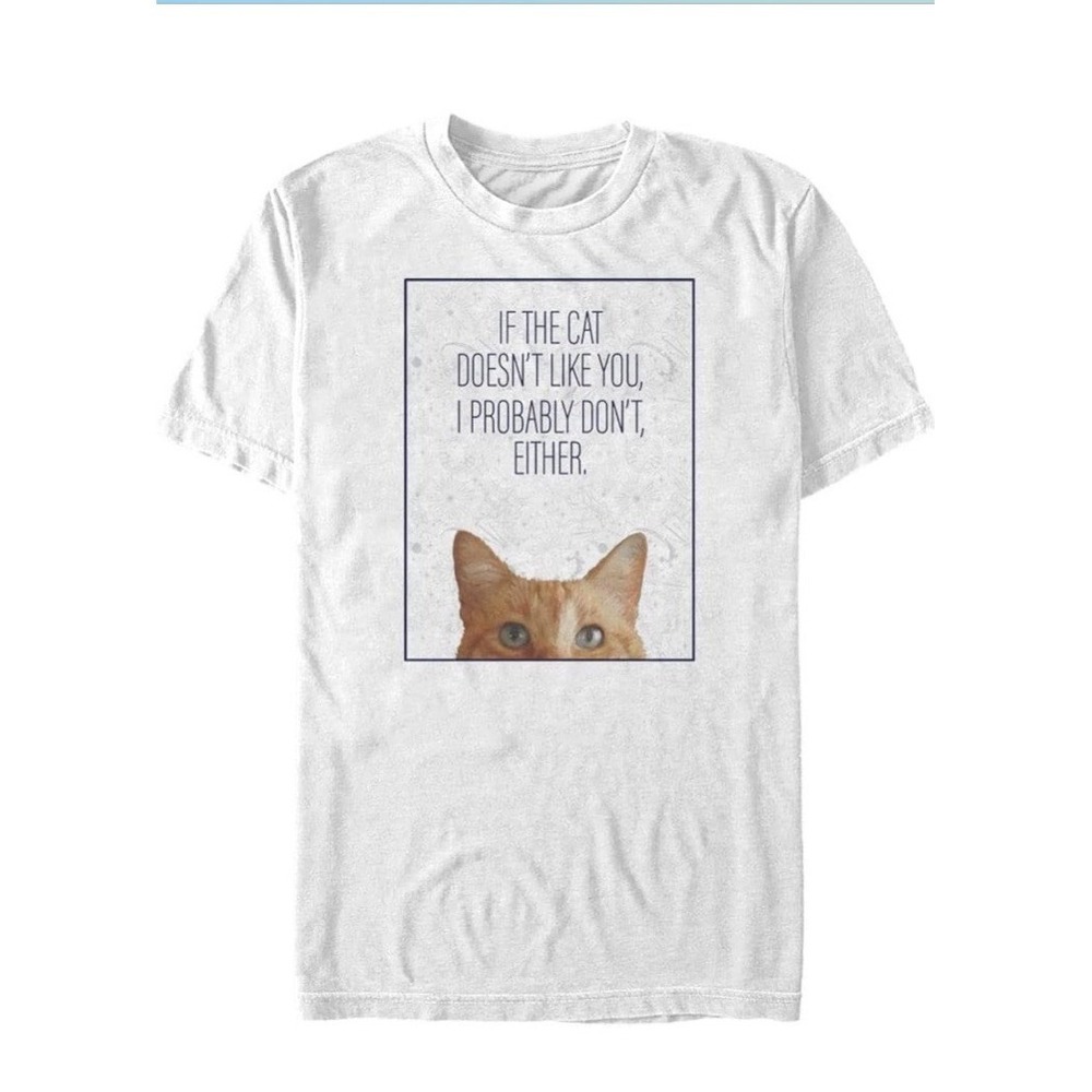 Marvel T-shirt Mens Large Tall White New Goose Cat Captain Marvel Hanes Beefy-T